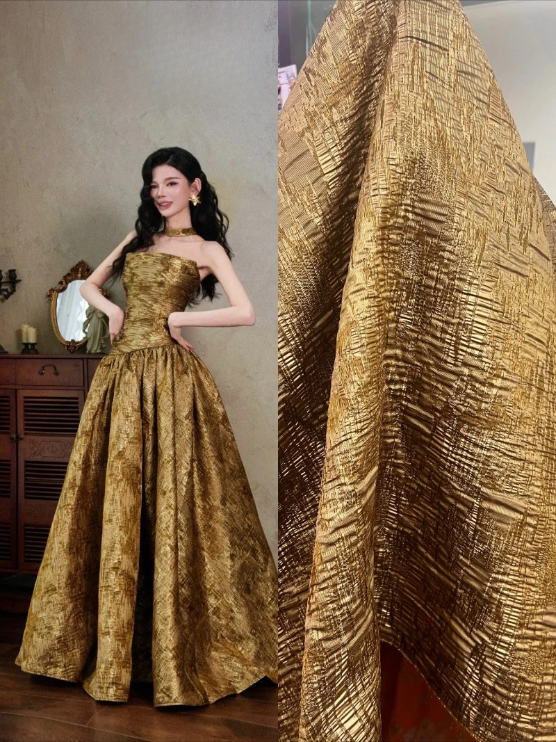 Vintage Sewing Textile - Brązowo-brązowa, teksturowana, nieregularna tkanina żakardowa w