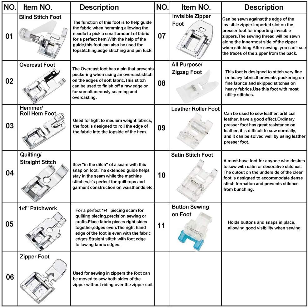 Zestaw 11 stopek dociskowych - – Textile Sewing Machine recenzja i cena