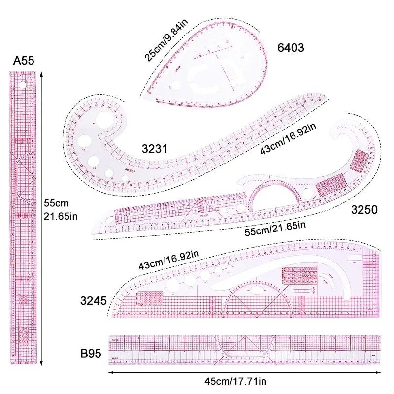 6 sztuk francuska linijka krzy – Sewing Gauge Ruler recenzja i cena